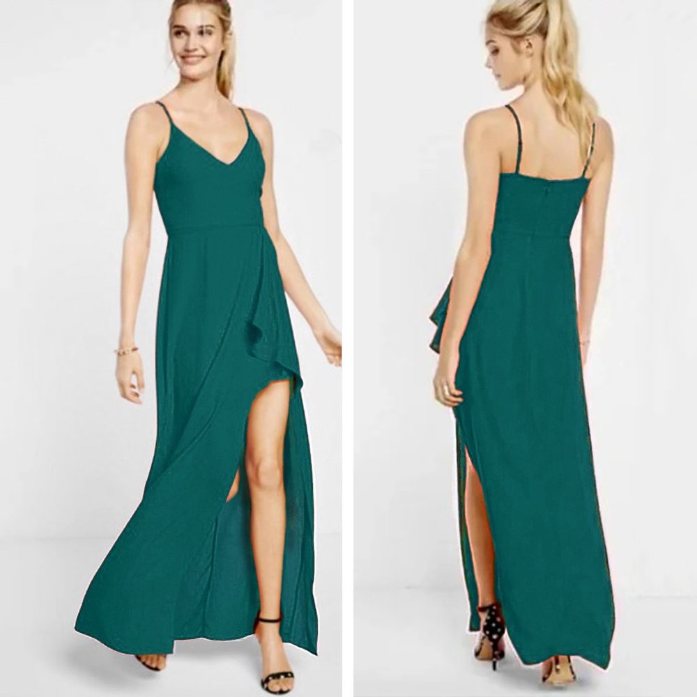NEW Express Long Maxi Side Slit Maroon Cocktail Evening Dress - Size 2